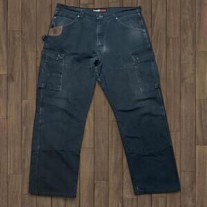 Wrangler Riggs Workwear Mens 38x32 Black Double Knee Relaxed Fit Cargo Pants